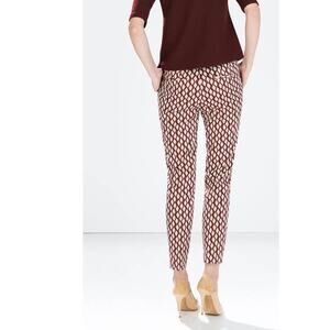 ZARA Basic Burgundy Geometric Dress Pants Trousers Slim Cropped SZ 2
